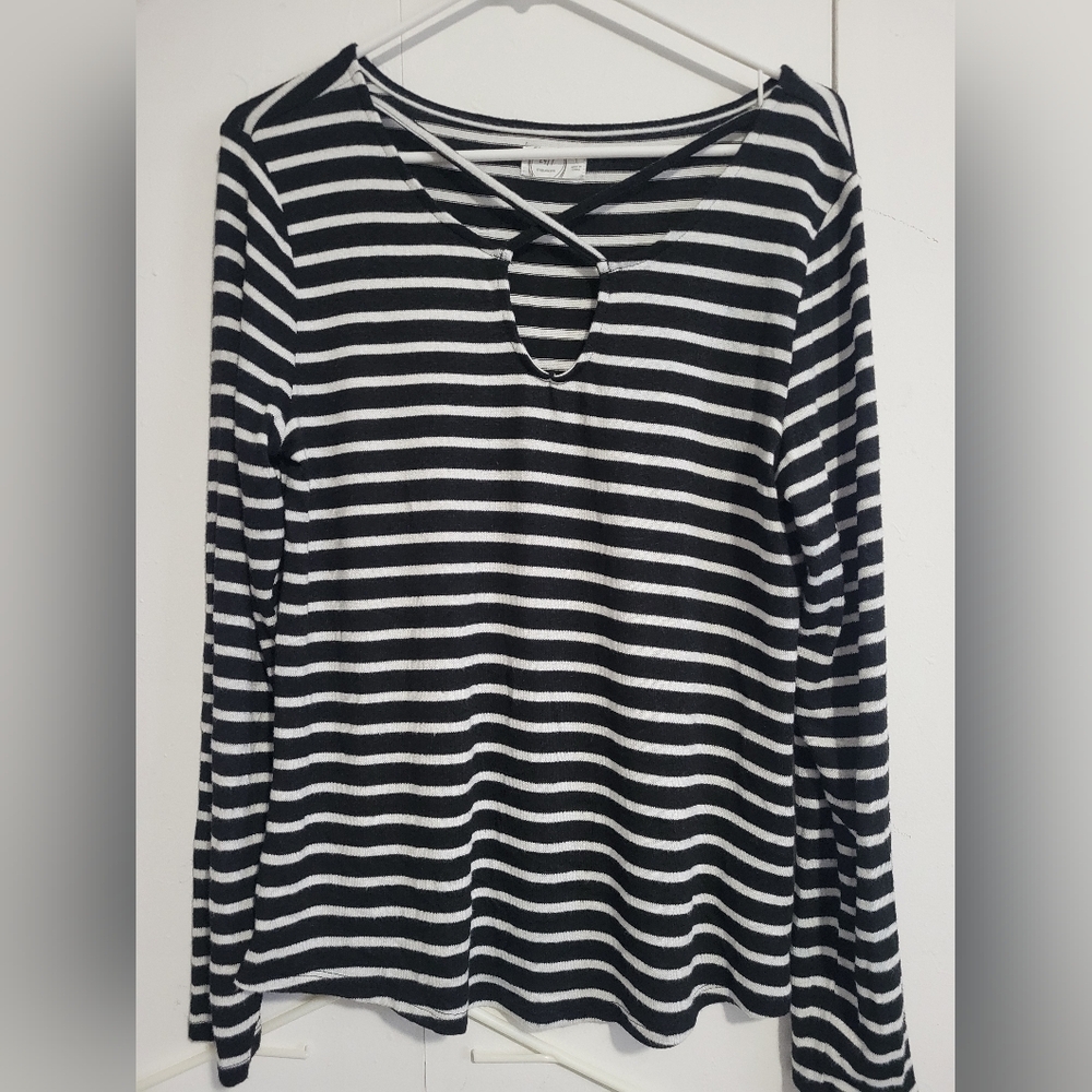 Striped Black and White Women's Top
